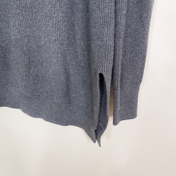 Athleta Small Rest Day Asymmetrical Sweater Gray Ribbed Pima Cotton Lyocell Silk - Picture 7 of 11